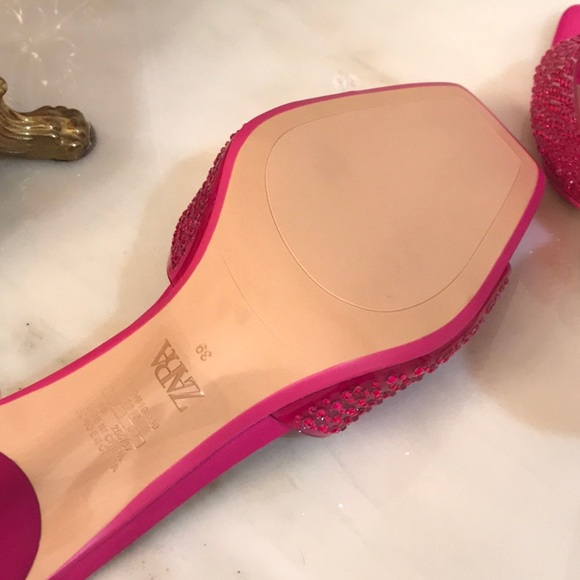 Zara SPARKLY VINYL PINK FUCHSIA SANDALS sz.8 - Picture 12 of 12